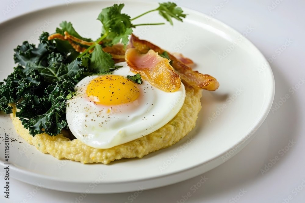 Exquisite Dish: 6-Minute Egg on Creamy Polenta with Ham Exquisite Dish: 6-Minute Egg on Creamy Polenta with Ham
