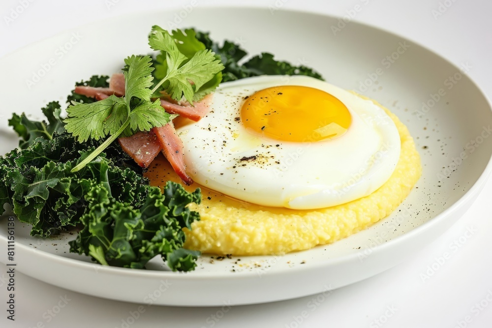 Beautifully Plated Polenta with 6-Minute Egg and Serrano Ham Beautifully Plated Polenta with 6-Minute Egg and Serrano Ham
