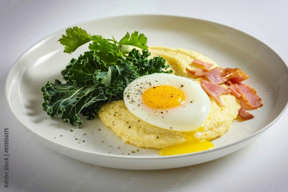 6-Minute Egg on Creamy Polenta with Crispy Serrano Ham