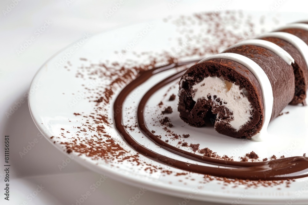 Exquisite '50's Chocolate-Wafer Whipped Cream Roll with Chocolate Drizzle