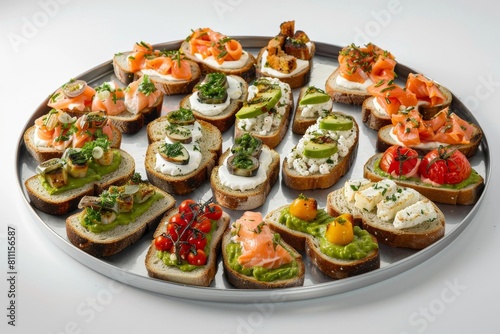 Assorted Mini Toast Toppers: Vibrant Culinary Spectacle