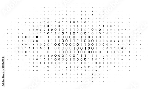 Vector streaming binary code background. Data and technology, decryption and encryption, computer background numbers 1,0. Coding or Hacker concept. Vector illustration.