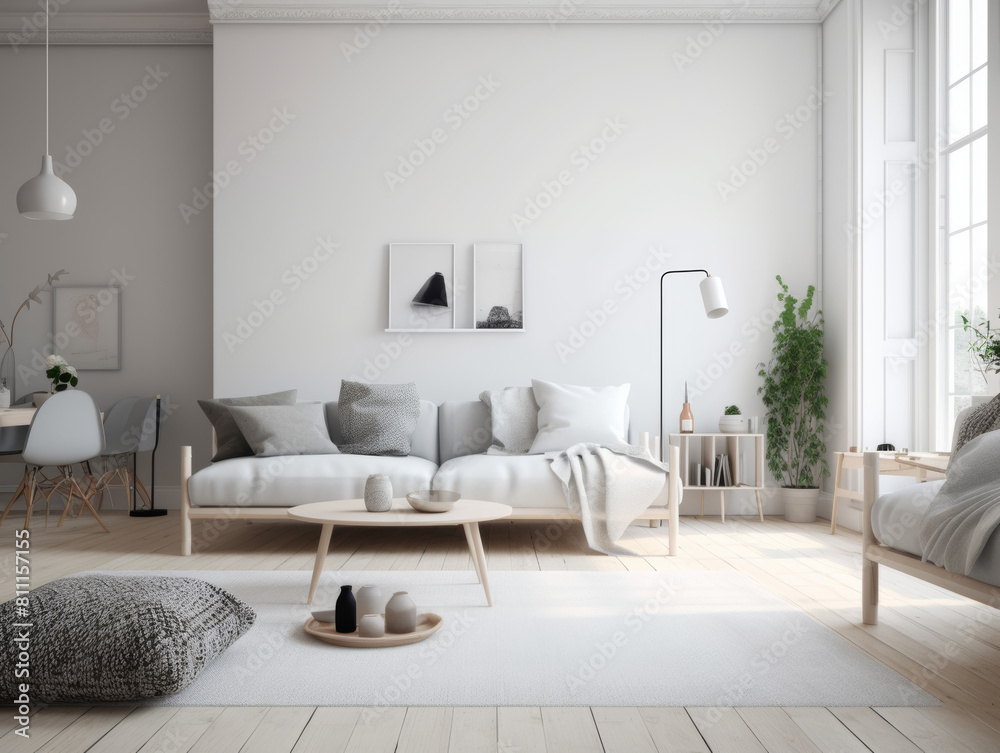 Realistic photo of interior living room Realistic photo of interior living room
