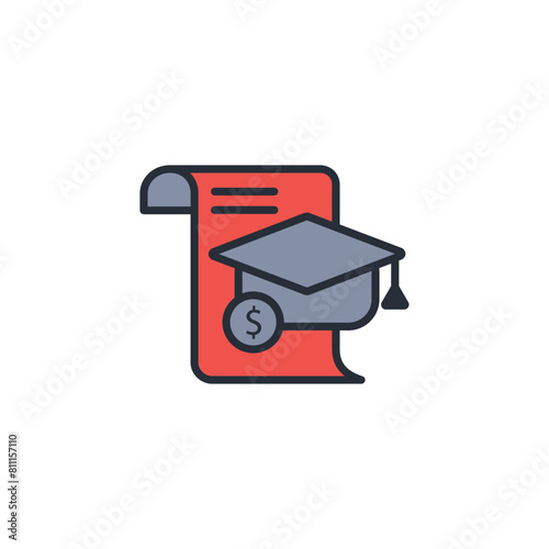 educational cost icon. vector.Editable stroke.linear style sign for use web design,logo.Symbol illustration.