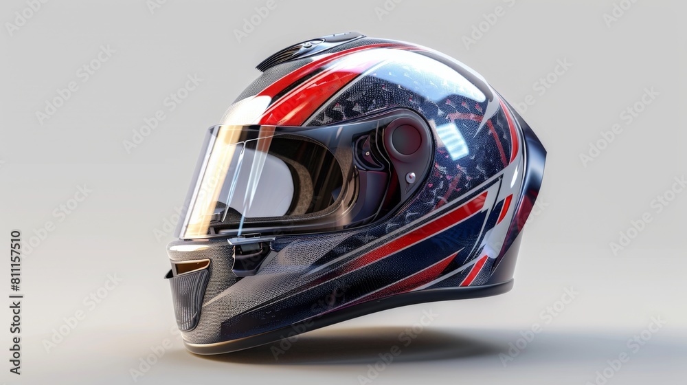 Fototapeta premium 3D realistic image of a sports helmet, clean lighting, isolated on background