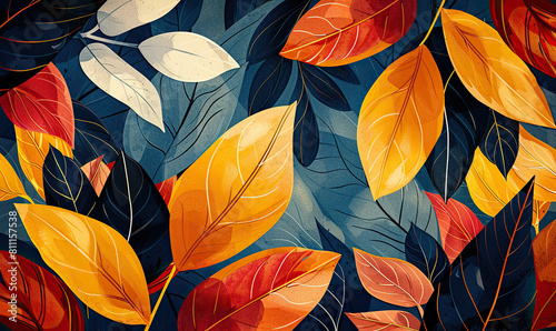 Colorful artistic rendering of fall foliage with a rich color palette. Generate Ai