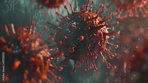 Background Coronavirus. Closeup Macro Simulation of Anti Virus Concept photo