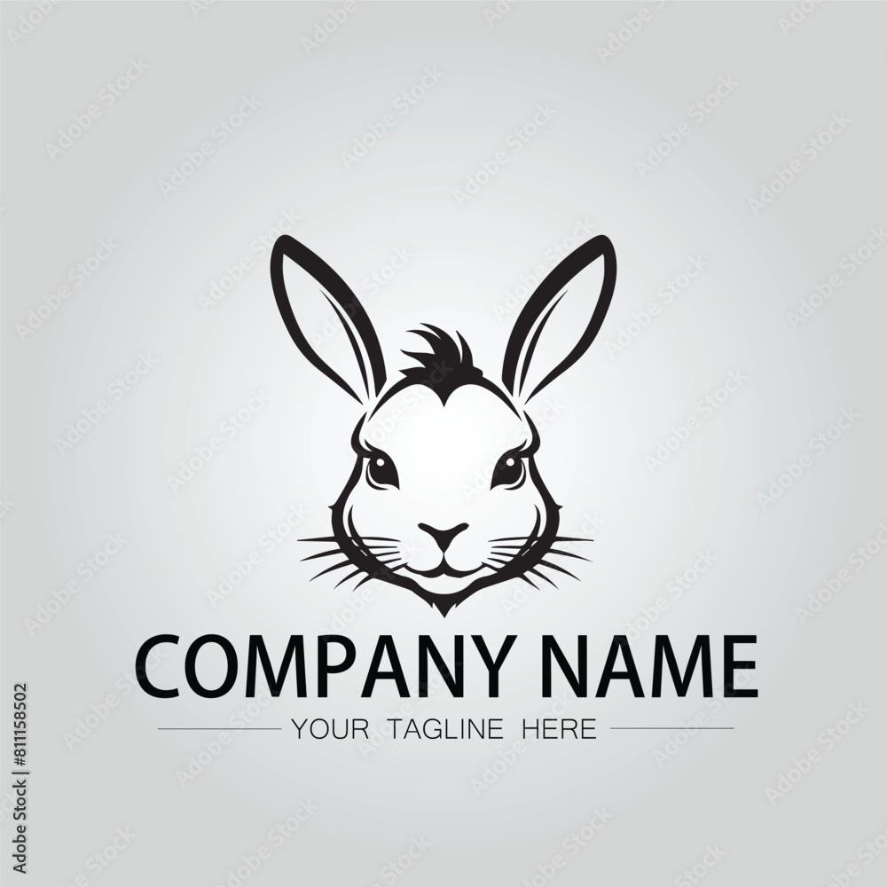 Rabbit silhouette company logo vector image on the white background