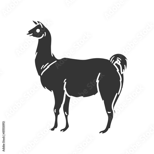 Llama Icon Silhouette Illustration. Pet Animal Vector Graphic Pictogram Symbol Clip Art. Doodle Sketch Black Sign.