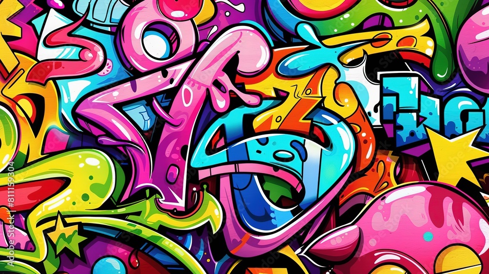 colorful graffiti art design bright cheerful whimsical background, Generative Ai