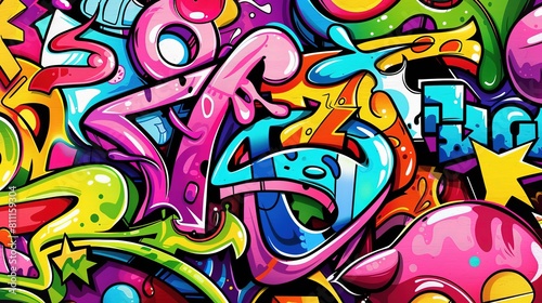 Wallpaper Mural colorful graffiti art design bright cheerful whimsical background, Generative Ai Torontodigital.ca