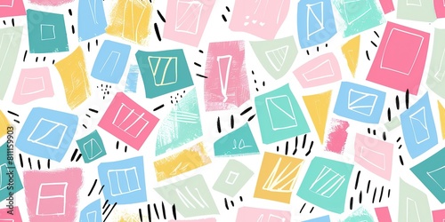 minimal pastel colored seamless geometric pattern with grungy artistic design, Generative Ai	
