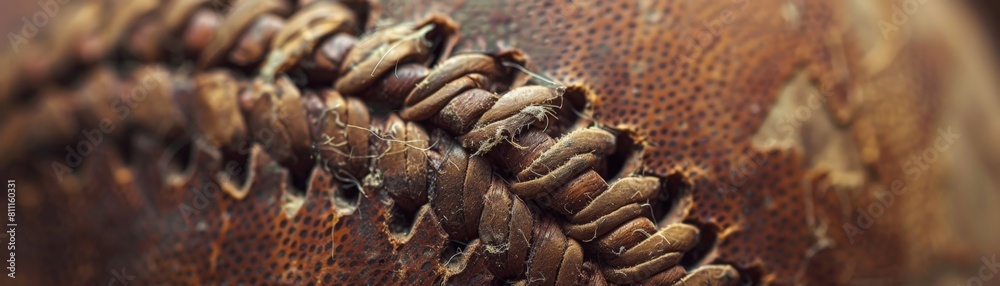 Close-up image of a baseball with red stitching. Close-up image of a baseball with red stitching.
