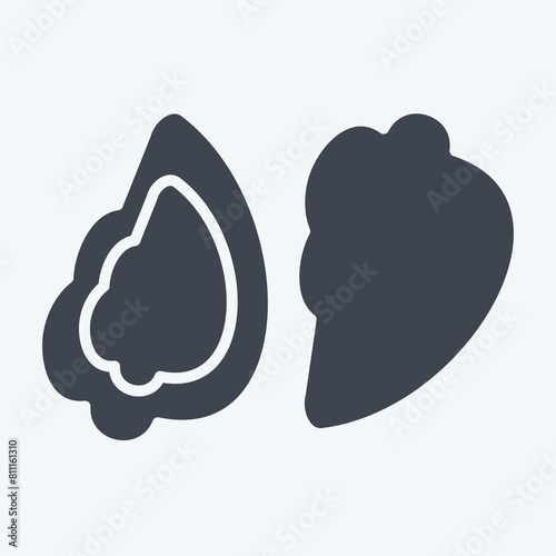 Icon Oyster. related to Seafood symbol. glyph style. simple design illustration