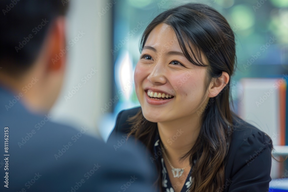 Man Woman Meeting. Beautiful Smiling Businesswoman Working with Happy Caucasian Man Man Woman Meeting. Beautiful Smiling Businesswoman Working with Happy Caucasian Man