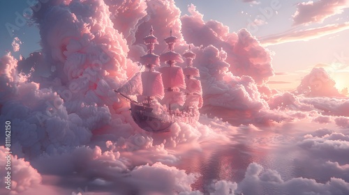 Gummy Bear and Candy Floss Airship A Dreamlike D of a Fanciful Confectionary Vehicle photo