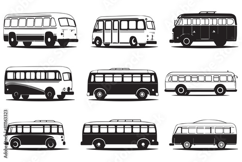 Set of bus icon. Vector illustration. Isolated on white background