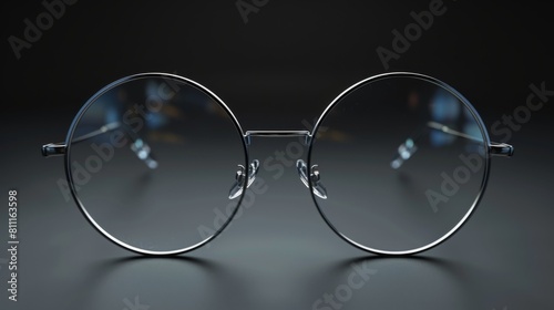 3D realistic image of glasses, clean lighting, isolated on background