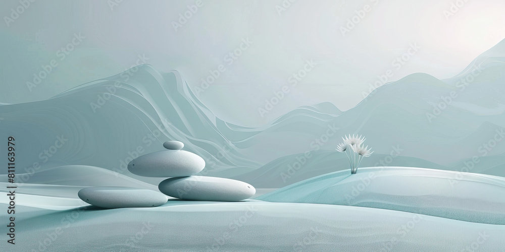 Mindfulness Meditation Space: Clean Background with Soft Turquoise and Gray Hues, Ideal for Mindful Practices. Mindfulness Meditation Space: Clean Background with Soft Turquoise and Gray Hues, Ideal for Mindful Practices.