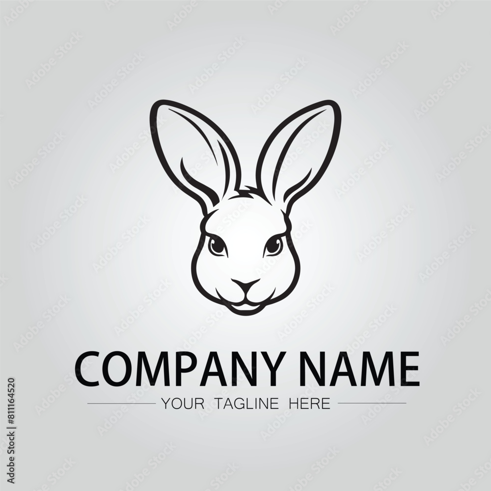 Rabbit silhouette company logo vector image on the white background