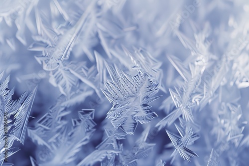 Ultra Close-Up View of Ice Texture on Blue Background, Beauty Backdrop for Product Presentation