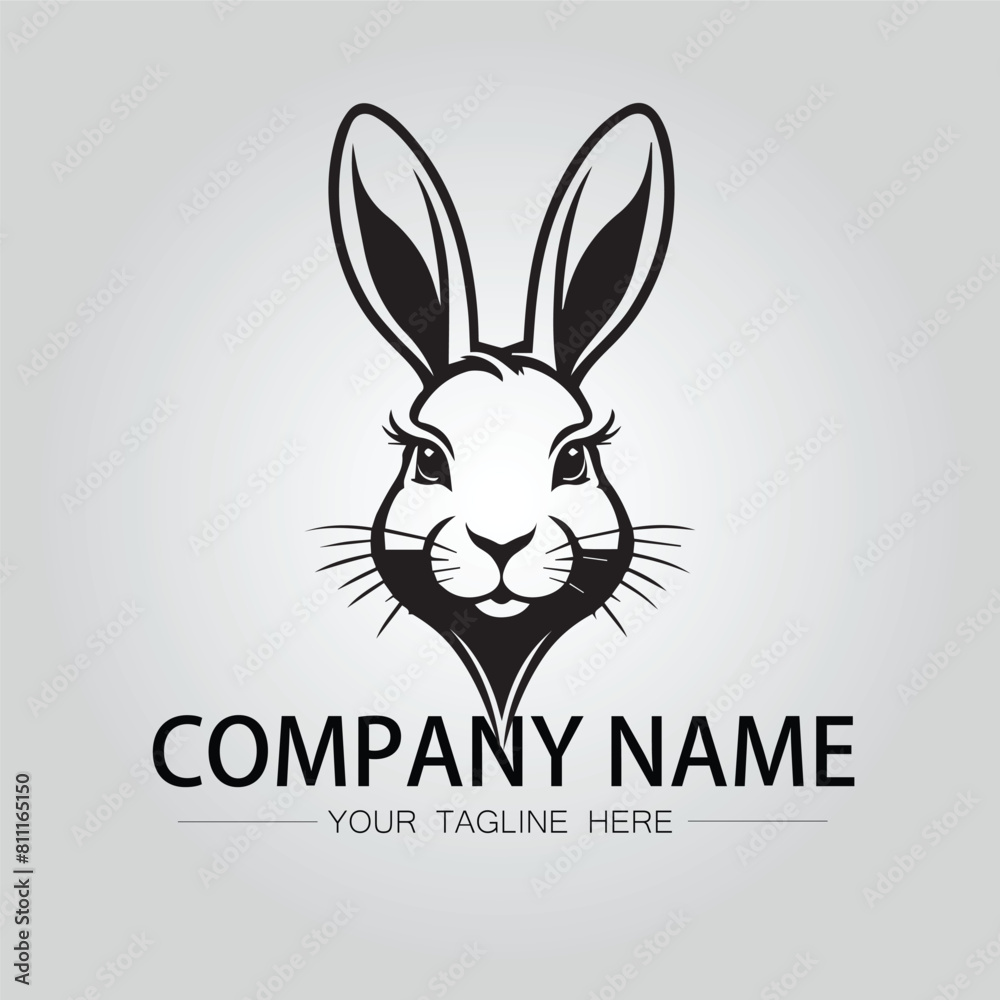 Rabbit silhouette company logo vector image on the white background Rabbit silhouette company logo vector image on the white background