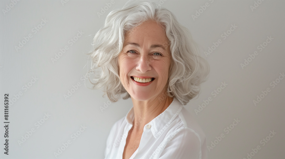 Smiling Older Woman with Short Gray Hair Smiling Older Woman with Short Gray Hair
