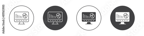 Dashboard icon set. real time data monitor vector symbol. analytics presentation sign. kpi icon. performance optimization. admin statistics panel screen symbol in black filled and outlined style.