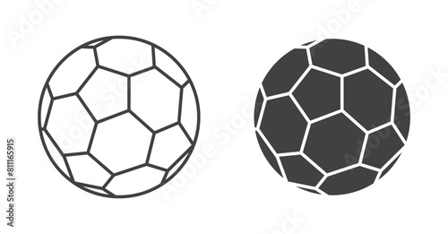 Football icon set. soccer sport ball vector symbol. Simple soccerball sign in black filled and outlined style. photo