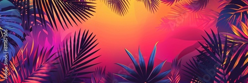 Gradient colorful tropical background banner