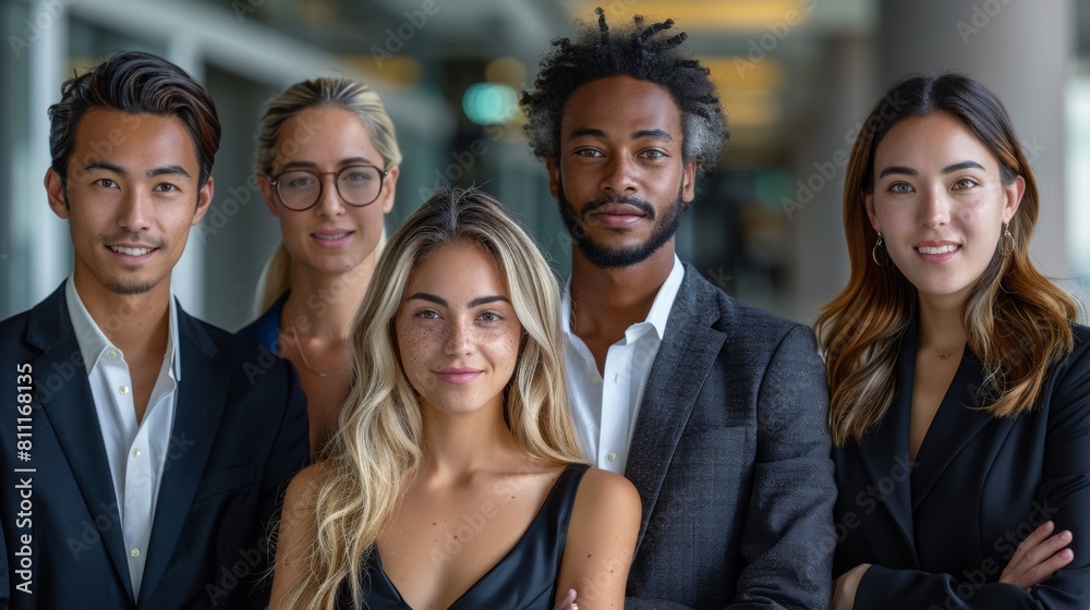 A group of people standing together in a business setting, AI A group of people standing together in a business setting, AI