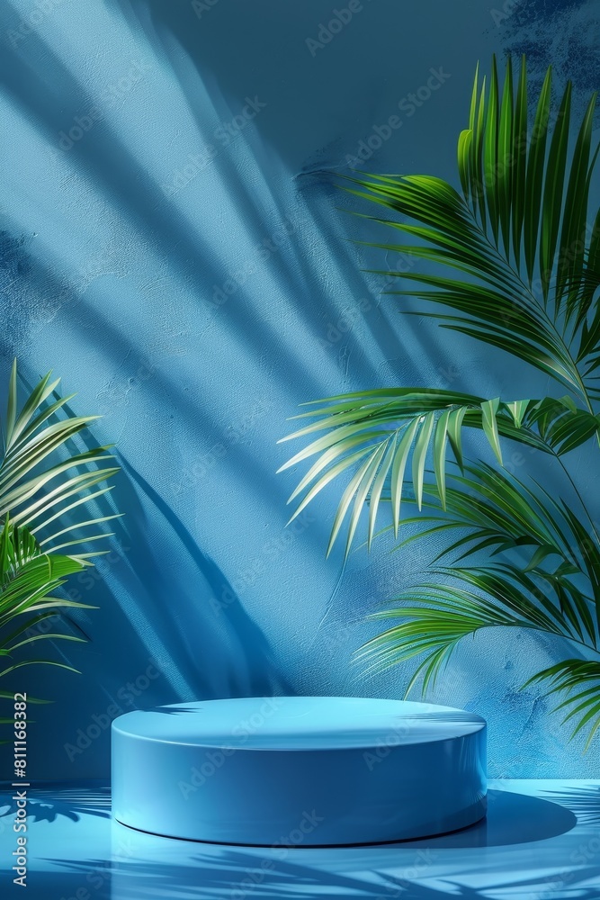 Obraz premium Modern mockup podium set collection displayed in a vibrant blue tone