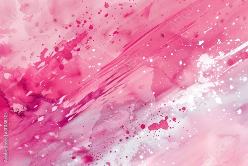 Abstract painting with splats of pink and white paint. Suitable for art and design projects