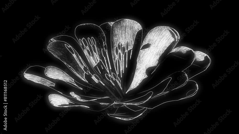 Retro style time lapse of black and white flower blooming on black background. Blooming flower close-up. Wedding backdrop, Valentine's Day concept. Mother's day, Holiday, Love, birthday Retro style time lapse of black and white flower blooming on black background. Blooming flower close-up. Wedding backdrop, Valentine's Day concept. Mother's day, Holiday, Love, birthday