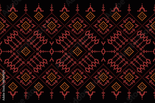 Beautiful vintage cross stitch traditional ethnic pattern.floral pixel art embroidery. Elegance background abstract Aztec beautiful seamless pattern for fabric,cloth,dress,carpet,curtain,sarong,batik.