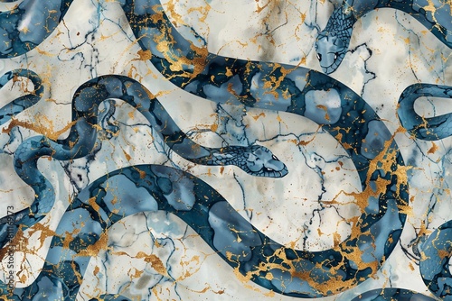 Watercolor seamless pattern of snake skin texture with a marble effect.