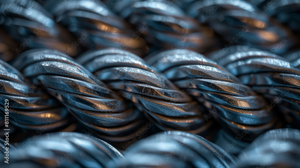 Close-up of intertwined steel cables. Close-up of intertwined steel cables.