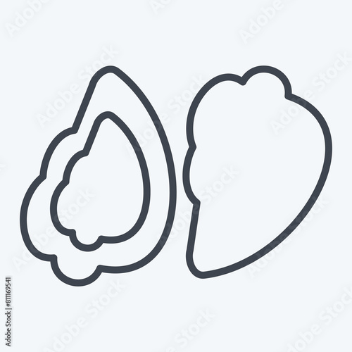 Icon Oyster. related to Seafood symbol. line style. simple design illustration