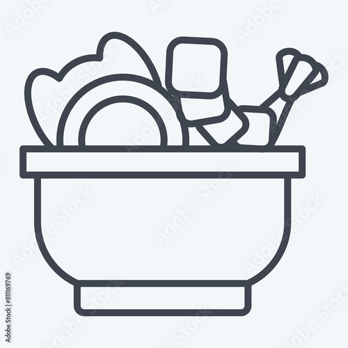 Icon Sea Salad. related to Seafood symbol. line style. simple design illustration