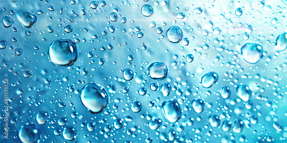Clean Water Droplets: Background with Light Blue and Aqua Colors, Conveying Purity and Hydration