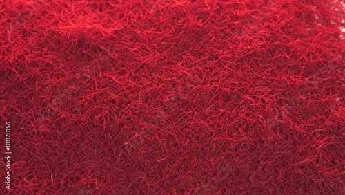 Footage of the surface covered with saffron threads photo