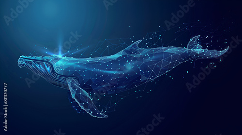 Blue whale composed of polygon Marine animal digital, generative Ai