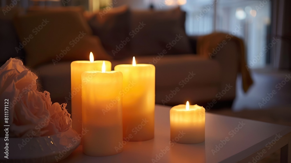 Plastic candles featuring white LED lights Plastic candles featuring white LED lights