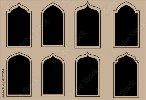 Set of islamic shape illustration design blank islamic shape template vector