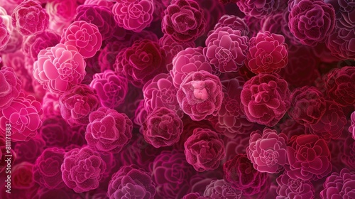 Screening for Cancer and Raising Awareness Abnormal tumor cells stand out in a dark pink hue amidst a sea of normal cells photo