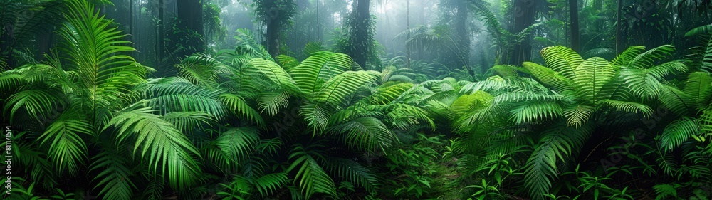 Misty rainforest view in the morning. Misty rainforest view in the morning.