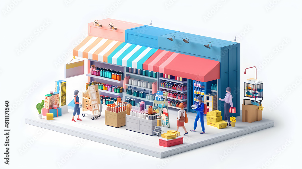 E commerce Merchandiser Curating Product Lines: 3D Business Flat Illustration   Optimizing Inventory for Market Demand