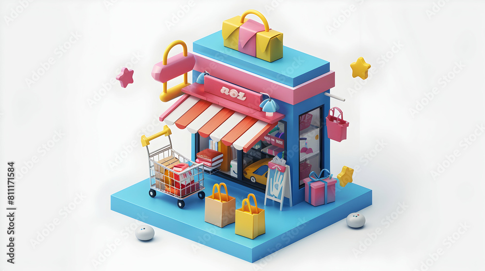 E commerce Strategist Enhancing Platform Usability Concept   3D Flat Illustration of Improving Site Navigation for Seamless Shopping Experience