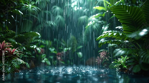 Serene Rainfall in the Tropical Forest
