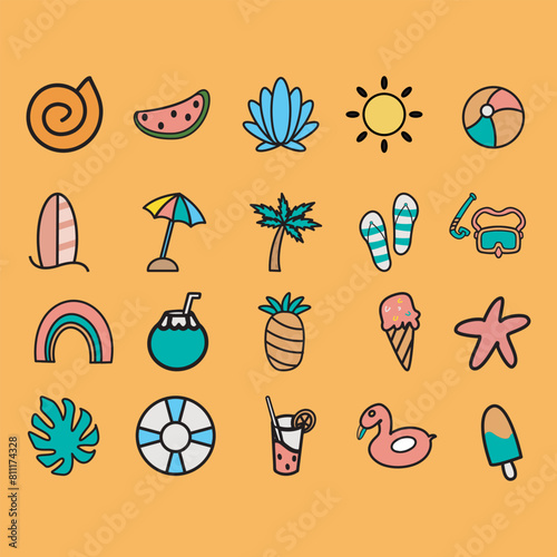 Playful Beach Theme Cartoon Illustrations